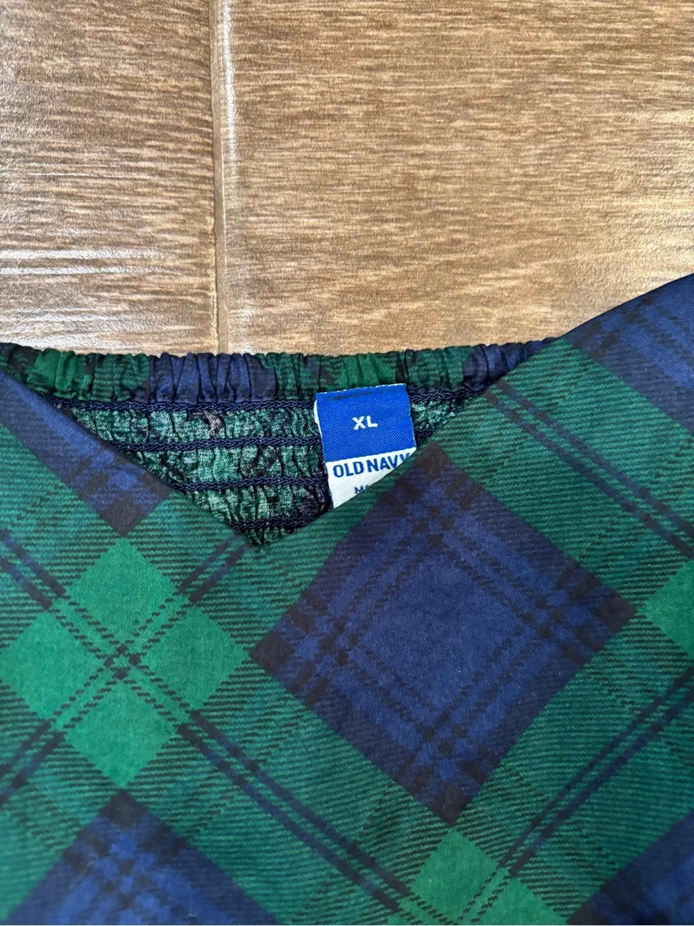 Old Navy & Green Plaid Puff-Sleeve Peplum Top Holiday Festive Sz XL Christmas